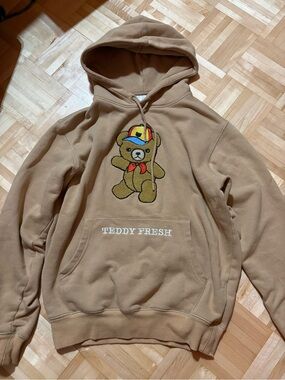 Teddy Fresh Tan Teddy Bear Chenille Patch Crewneck Hoodie